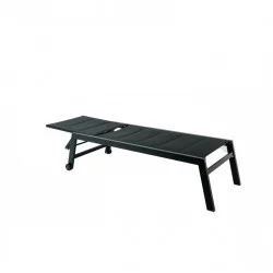 BAIN DE SOLEIL AVEC ROUES NOIR 199x65x42cm