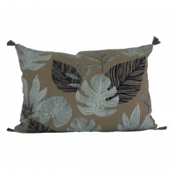 COUSSIN LEAVES NAVY 50X80 COTON ET LIN 3