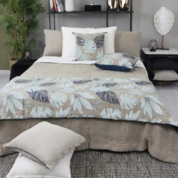 COUSSIN LEAVES NAVY 50X80 COTON ET LIN 3