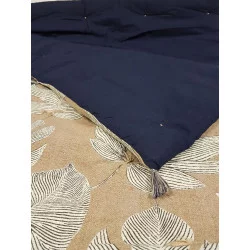 EDREDON LEAVES NAVY 75X200 COTON ET LIN