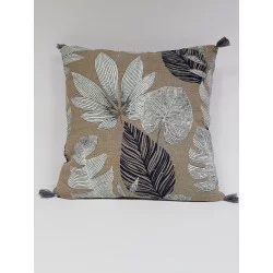 COUSSIN LEAVES NAVY 45X45 COTON ET LIN 3