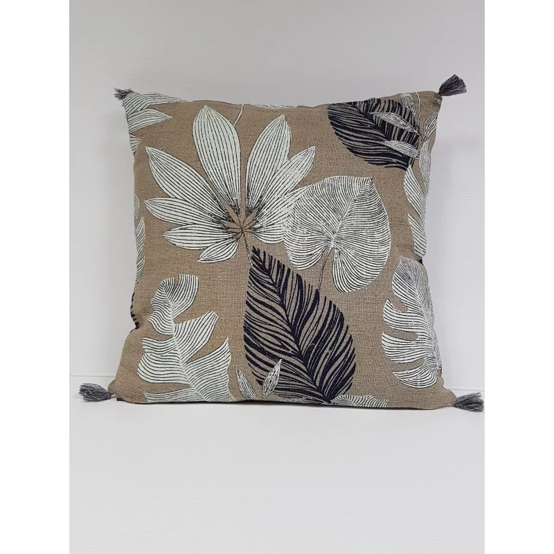 COUSSIN LEAVES NAVY 45X45 COTON ET LIN 3