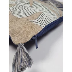 COUSSIN LEAVES NAVY 45X45 COTON ET LIN 3
