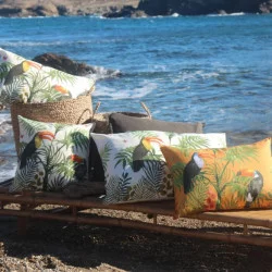COUSSIN TOUCAN TOURNESOL 45X45CM TISSUS