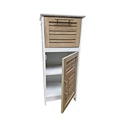 ÉLEMENT BAS STOCKHOLM COULEUR BOIS ET BLANC STRUCTURE MDF 1 PORTE ET 1 ETAGERE, 1 TIROIR H83CM 36.5X30CM