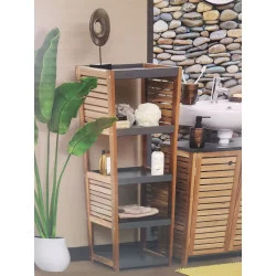 MEUBLE 5 ÉTAGÈRES ÉLÉMENT EN BOIS ACACIA ET MDF