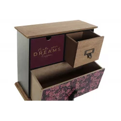 PETIT MEUBLE BOITE BIJOUX FLORAL 30X13X2