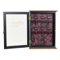 BOITE CLES FLORAL 22X6X30 MDF NOIR VITR