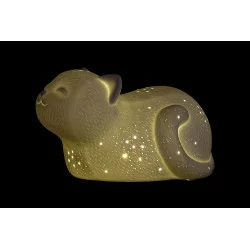 LAMPE LED PETIT CHAT PORCELAINE 23X16X13cm