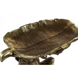 SINGE DORE AVEC FEUILLE 38X18X24 RESINE