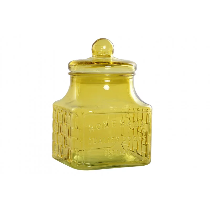 BONBONNIÈRE JAUNE CITRON EN VERRE 15.5x15.5x22.6cm