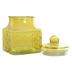 BONBONNIÈRE JAUNE CITRON EN VERRE 15.5x15.5x22.6cm