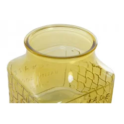 BONBONNIÈRE JAUNE CITRON EN VERRE 15.5x15.5x22.6cm