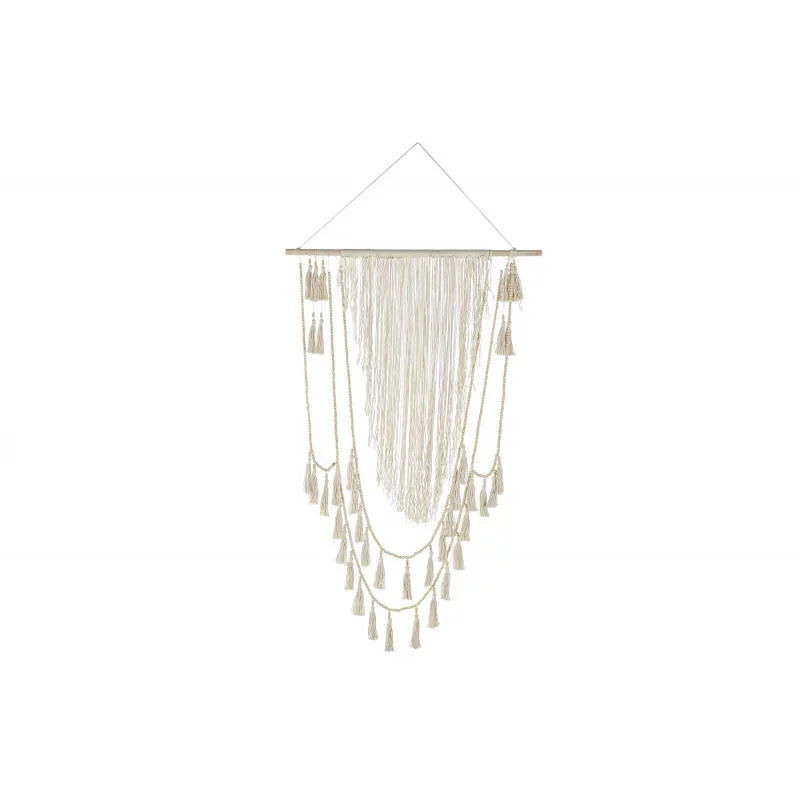 DECORATION MURALE PERLES ET MACRAME ECRU
