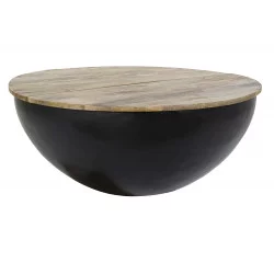 TABLE BASSE BOMBE METAL NOIR DESSUSPLATE