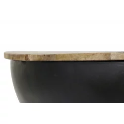 TABLE BASSE BOMBE METAL NOIR DESSUSPLATE
