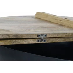 TABLE BASSE BOMBE METAL NOIR DESSUSPLATE