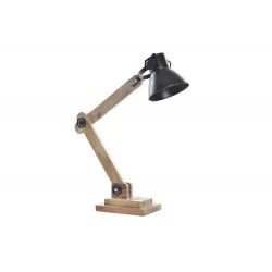 LAMPE INDUSTRIEL CHICAGO EN MÉTAL NOIR ET BOIS MANGUIER 50X15X65cm
