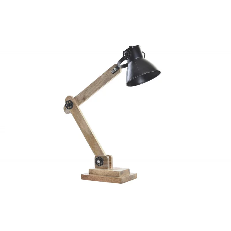 LAMPE INDUSTRIEL CHICAGO EN MÉTAL NOIR ET BOIS MANGUIER 50X15X65cm