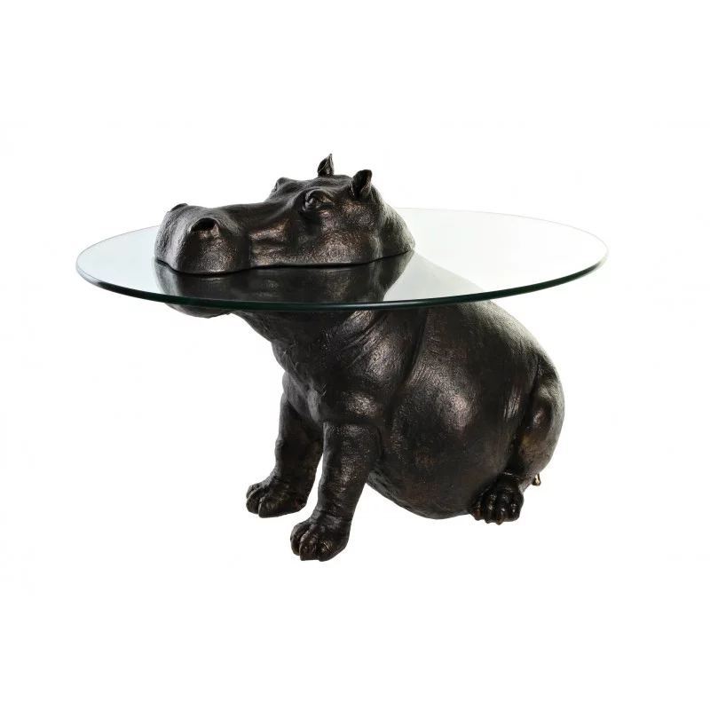 TABLE HIPPOPOTAME 65X50X45 RESINE VERRE TABLE HIPPOPOTAME 65X50X45 RESINE VERRE