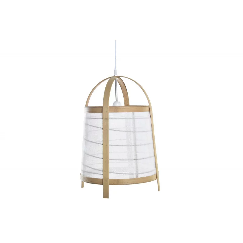 LAMPE BAMBOU ET LIN BLANC 32X32X45,5cm