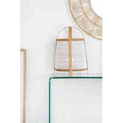 LAMPE BAMBOU ET LIN BLANC 32X32X45,5cm