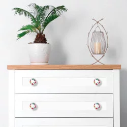 BOUTON DE MEUBLE FLEURS AQUARELLE