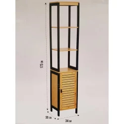 COLONNE SALLE DE BAIN CEBU NOIR ET BAMBOU 34x30x173cm