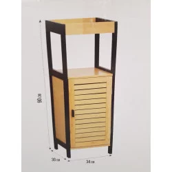 MEUBLE BAS SALLE DE BAIN CEBU NOIR ET BAMBOU 34x30x90cm