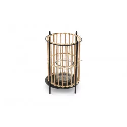 PHOTOPHORE BOUGEOIR EN RATTAN 19X30CM