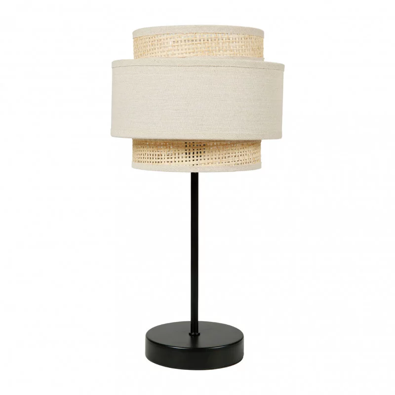 LAMPE METAL 3 ABAT JOUR BEIGE ROTIN