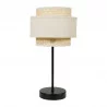 LAMPE METAL 3 ABAT JOUR BEIGE ROTIN