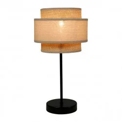 LAMPE SUR PIED MÉTAL 3 ABAT JOUR BEIGE EFFET ROTIN D20xH38cm