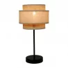 LAMPE SUR PIED MÉTAL 3 ABAT JOUR BEIGE EFFET ROTIN D20xH38cm