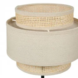 LAMPE SUR PIED MÉTAL 3 ABAT JOUR BEIGE EFFET ROTIN D20xH38cm
