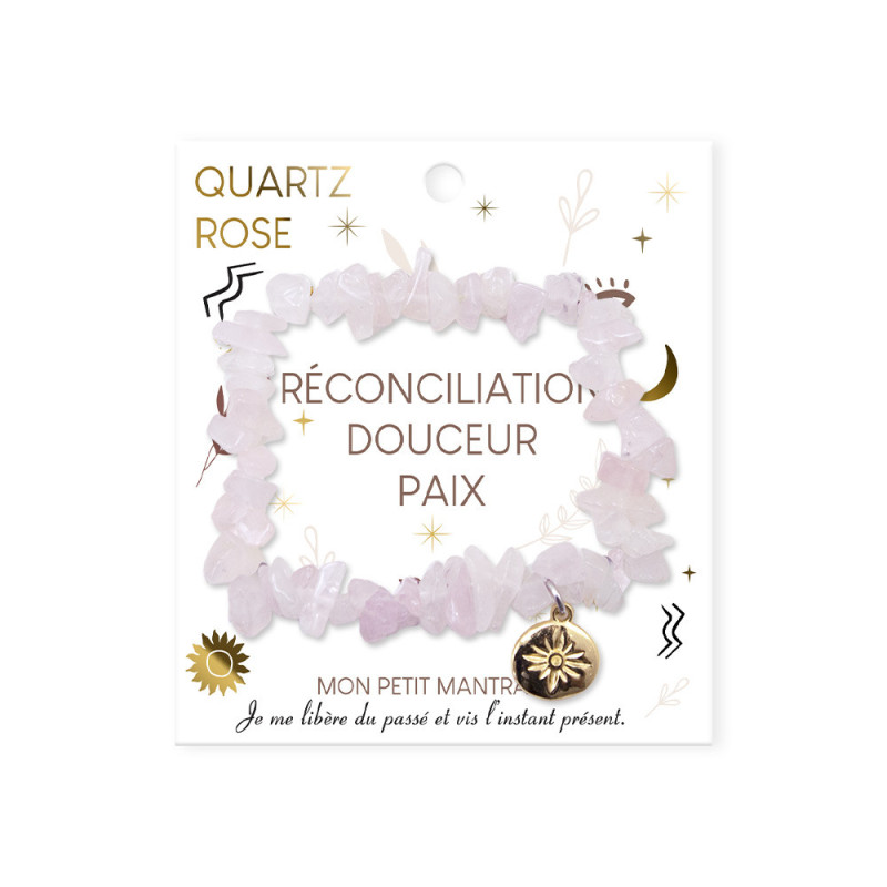 BRACELET EN PIERRES DE QUARTZ ROSE RECON BRACELET EN PIERRES DE QUARTZ ROSE RECON