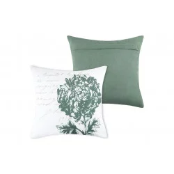 COUSSIN CHAUMONT ÉCRU ET VERT 40X40cm