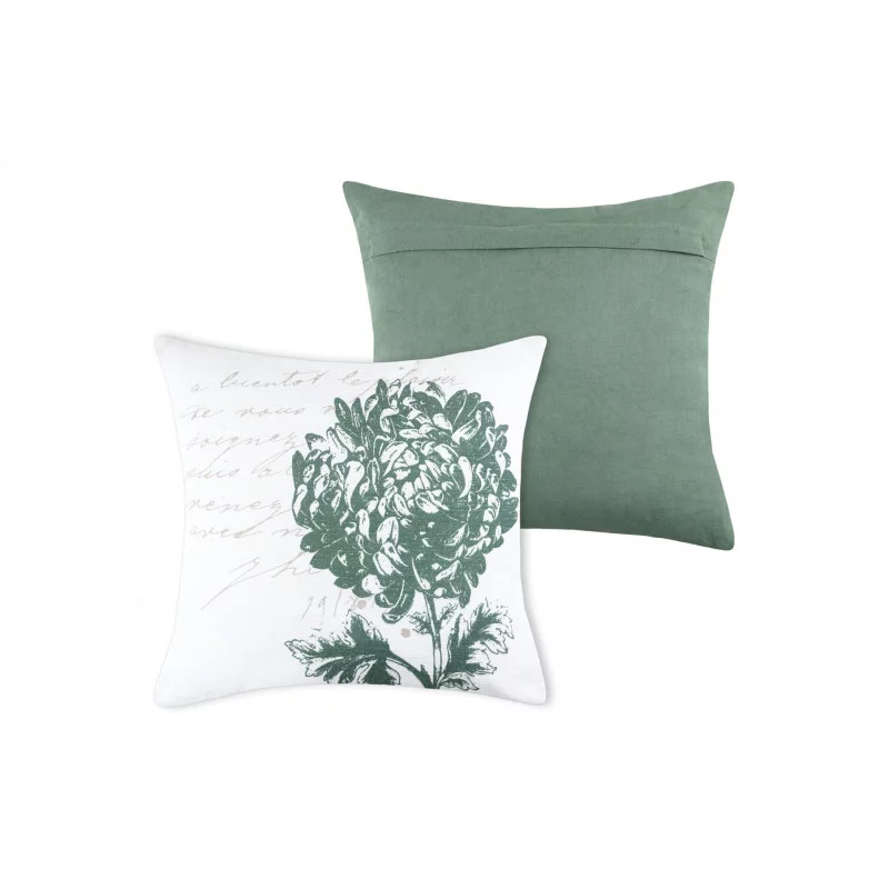 COUSSIN CHAUMONT ÉCRU ET VERT 40X40cm