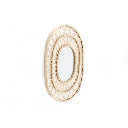 MIROIR OVAL EN RATTAN 42X58CM