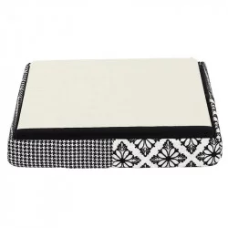 COFFRE POUF PLIABLE PATCHWORK GRIS 38x38x38cm