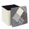 COFFRE POUF PLIABLE PATCHWORK GRIS 38x38x38cm