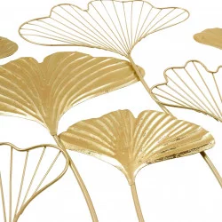DECORATION MURALE GINKGOS METAL FILAIRE DOREE