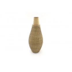 VASE EN BAMBOU ET JONC 20X49CM