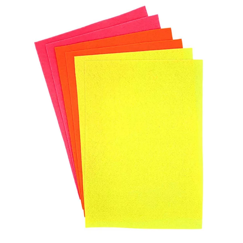 FEUTRINE 20X30CM COULEURS FLUO X6PCS