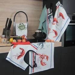 BAVOIR HOMARDS ÉCRU EN COTON LAVÉ 45X60cm