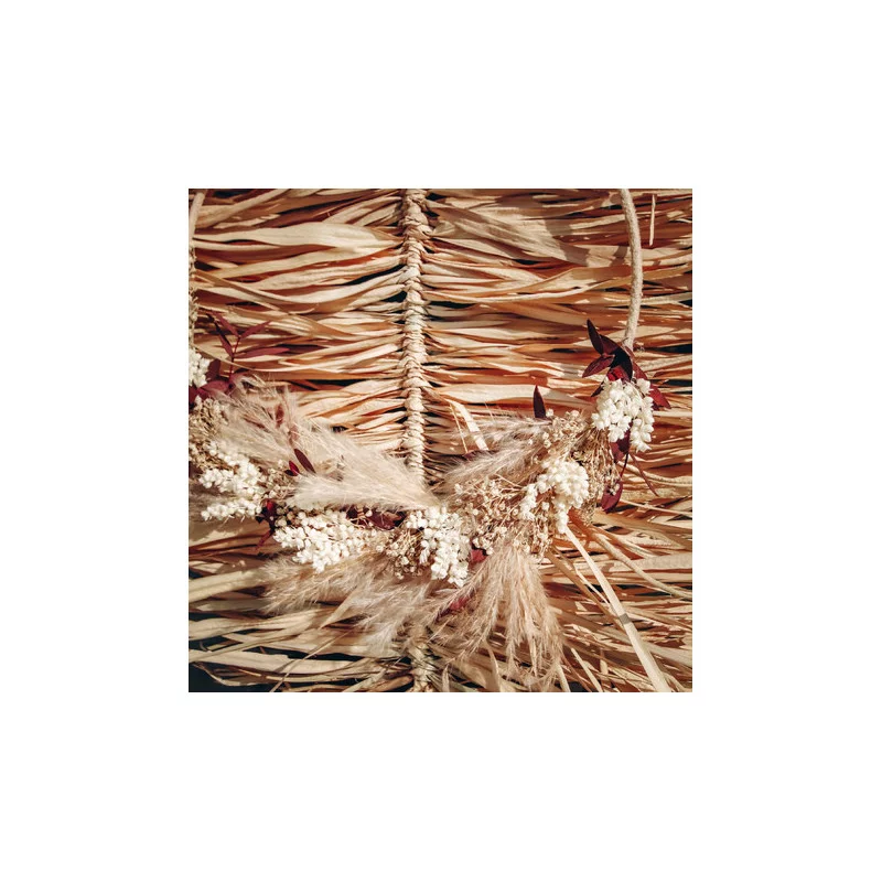 COURONNE HIPPIE FLEURS SECHEES BLANCHES