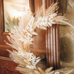 COURONNE FLEURS SÉCHÉES NATURELLES ARIANA D33cm
