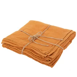 4 SERVIETTES GAZE DE COTON TERRE BRULEE