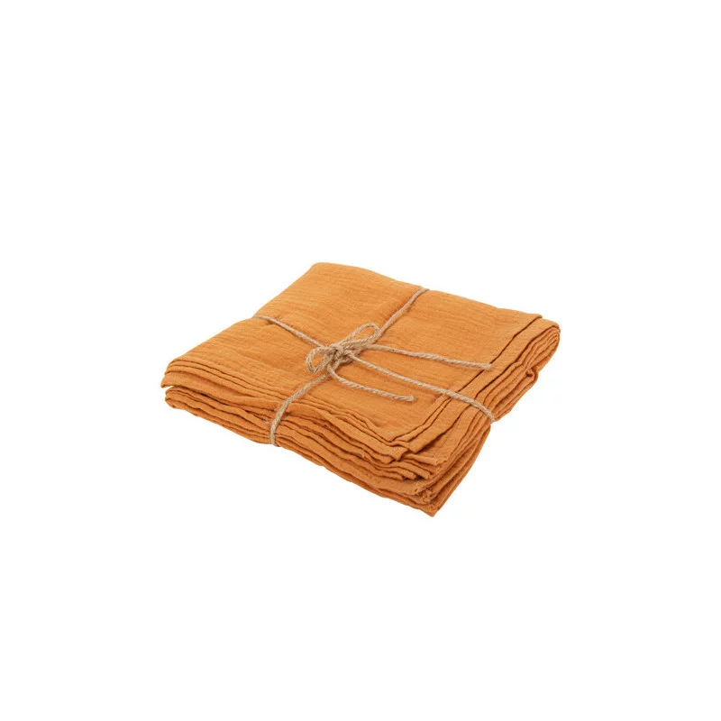 4 SERVIETTES GAZE DE COTON TERRE BRULEE