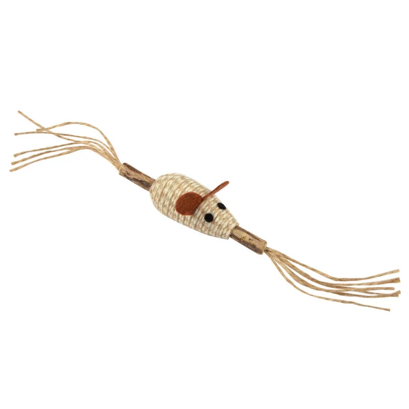 JOUET POUR CHAT CORDE SUR BATONNET SOURIS MATATABI D3xL12cm